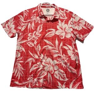 Toes On The Nose Mens XXL Polo Golf Shirt Short Sleeve Hawaiian Style Floral Red
